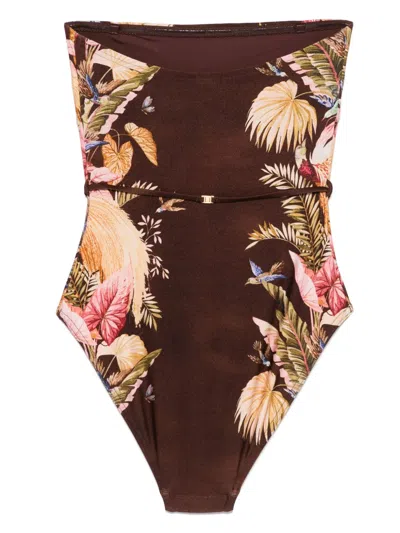 Zimmermann Ascension One-piece Swimsuit In Brown