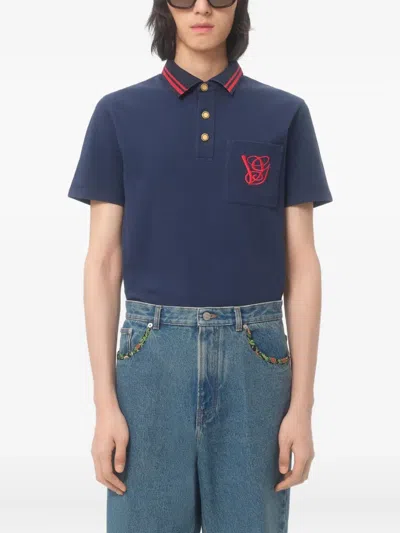 Valentino Cotton Piquet Polo With Vg Embroidery
