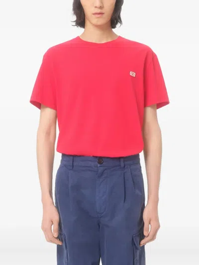 Valentino T-shirt With Signature Vlogo In Red