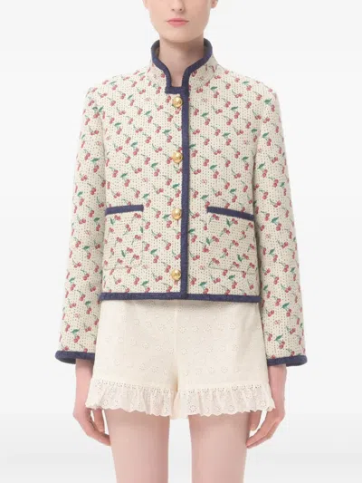 Valentino Garavani Embroidered Jacquard Jacket In Multi