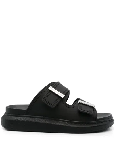 Alexander Mcqueen Black Rubber Sandals In Black