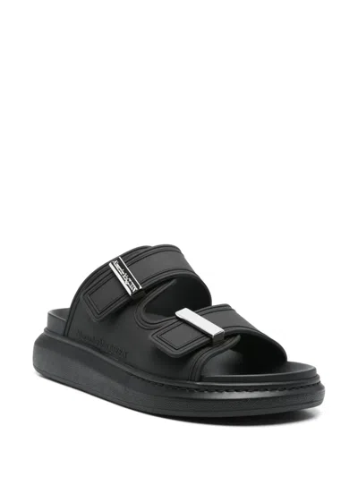 Alexander Mcqueen Black Rubber Sandals In Black