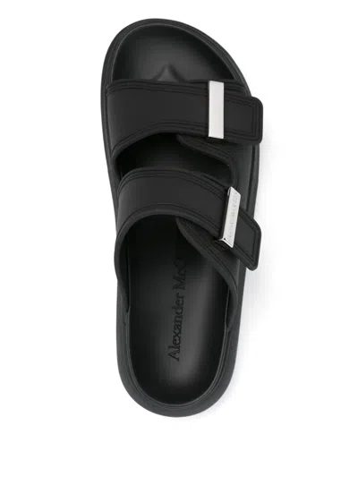 Alexander Mcqueen Black Rubber Sandals In Black