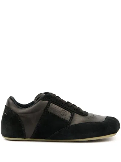 Mm6 Maison Margiela Black Leather And Suede Anatomic Sneakers