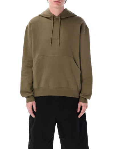 Saint Laurent Hooded Sweatshirt With Logo In Green