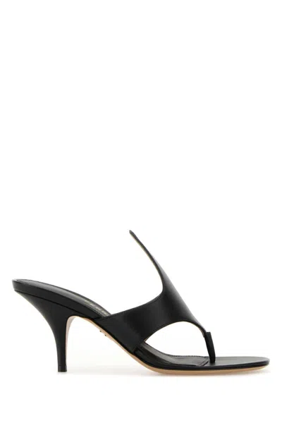 Ferragamo Valentino Garavani Black Leather Slippers