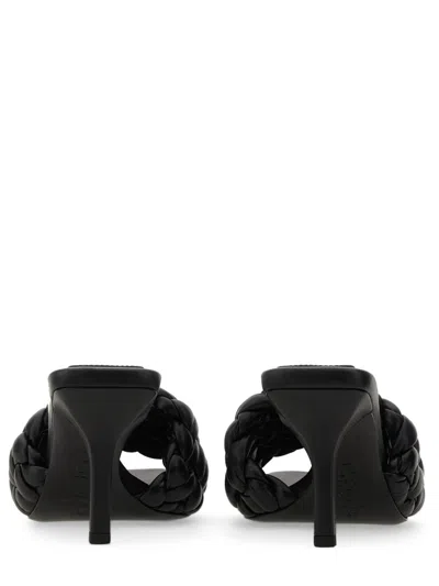 Ash Black Slip-on Mules With Braided Band In Leather Woman In Nero Neri E Grigi