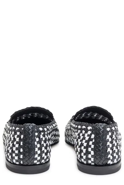 Dolce & Gabbana Woven Two-tone Leather Loafers In White/black