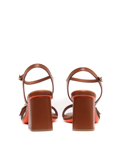 Santoni Calyso Leather Buckle Block-heel Sandals