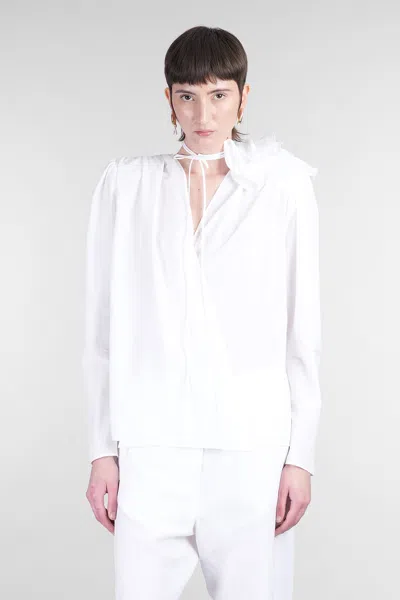 Magda Butrym Satin Blouse With Padded Shoulders And Draped Detail