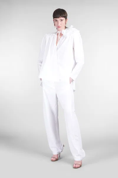 Magda Butrym Satin Blouse With Padded Shoulders And Draped Detail