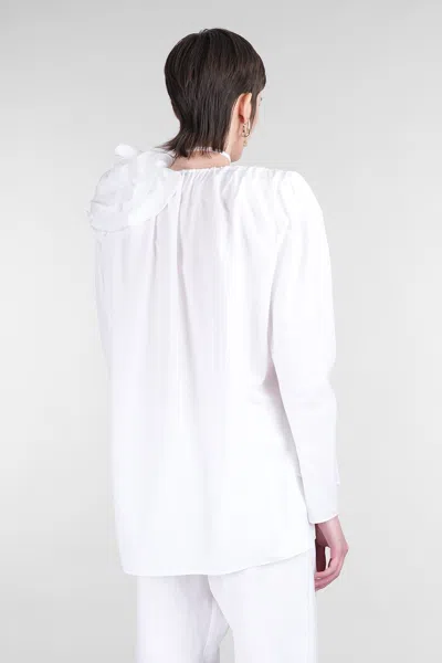Magda Butrym Satin Blouse With Padded Shoulders And Draped Detail
