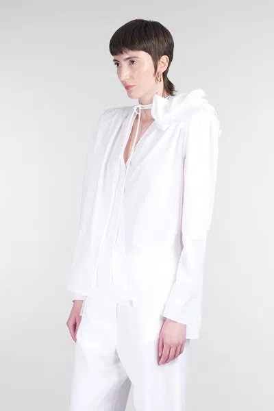 Magda Butrym Satin Blouse With Padded Shoulders And Draped Detail
