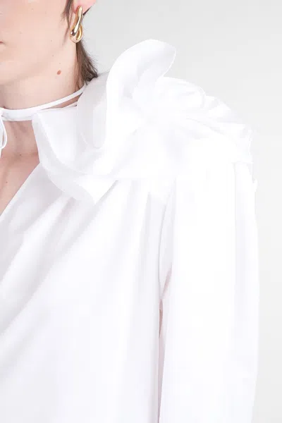 Magda Butrym Satin Blouse With Padded Shoulders And Draped Detail