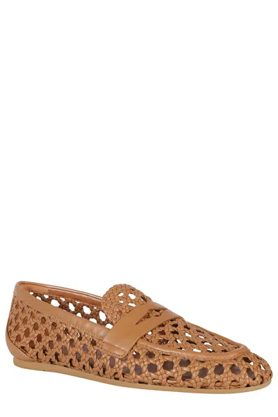 Stuart Weitzman Tea Woven Leather Loafers In Brown