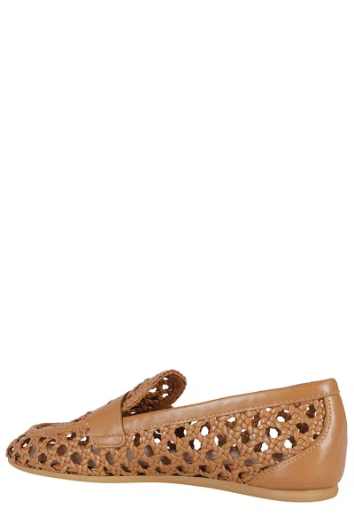 Stuart Weitzman Tea Woven Leather Loafers In Brown