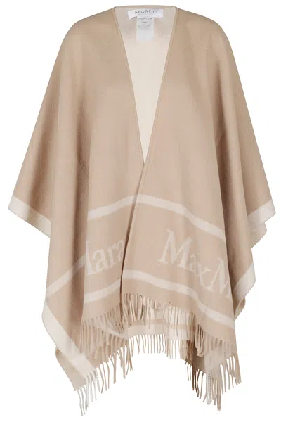 Max Mara Hilde Brown Wool Cape In Neutral