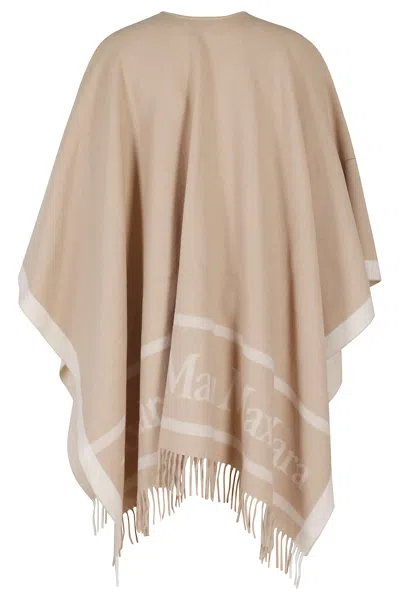 Max Mara Hilde Brown Wool Cape In Neutral