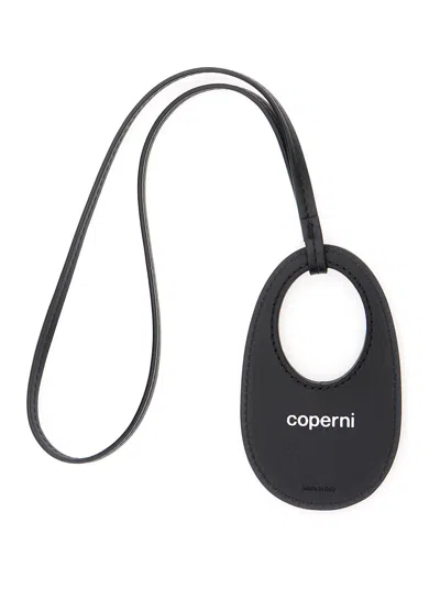 Coperni Black Charm With Built-in Mirror And Logo Lettering On The Front In Leather Woman