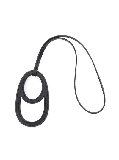 Coperni Black Charm With Built-in Mirror And Logo Lettering On The Front In Leather Woman