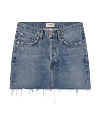 Agolde V Waist Mini Skirt In Fairway In Multi