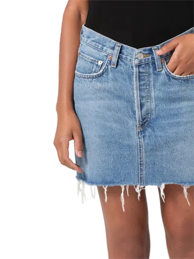 Agolde V Waist Mini Skirt In Fairway In Multi