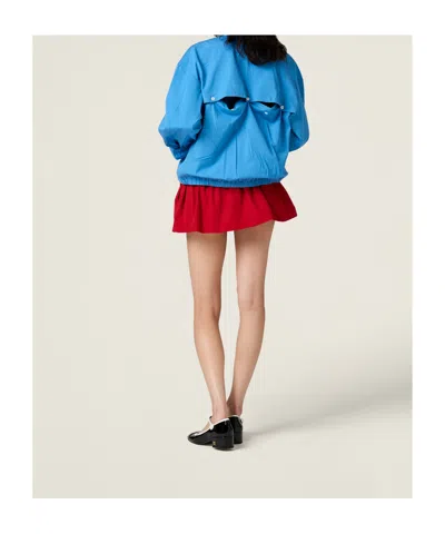 Miu Miu Poplin Mini Flared Skirt With Side Pockets