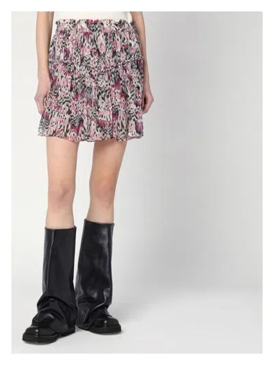 Isabel Marant Tiered Silk Skirt With Abstract Pattern