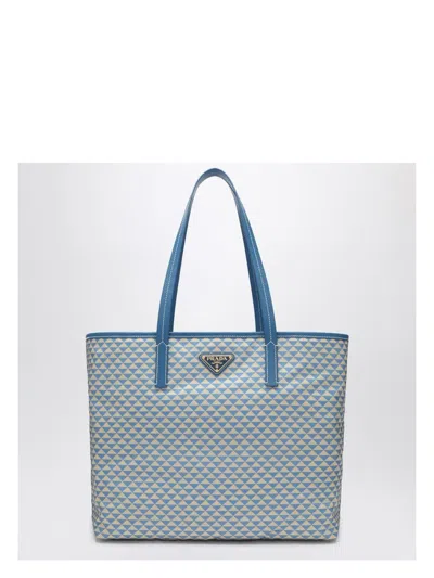 Prada Light Blue Bag In Printed Re-nylon In Multi