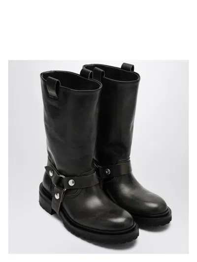 Golden Goose Kurt Boots In Black Leather With Buckle
