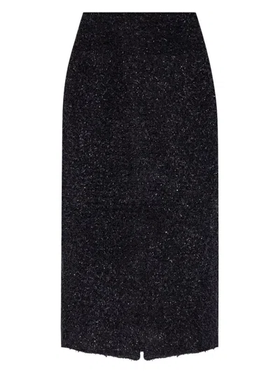 Balenciaga Black Tweed Midi Skirt