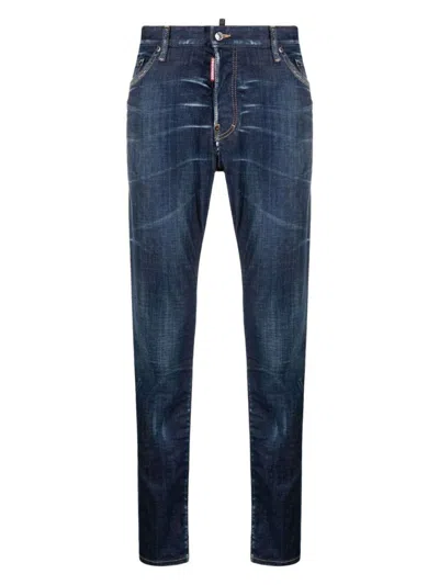 Dsquared2 Blue Jeans With Belt Loops And Logo Patch On The Rear