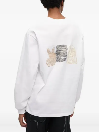 Ganni Oversized Printed Organic And Recycled Cotton-jersey Sweatshirt In White
