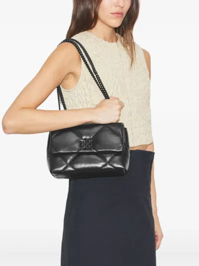 Tory Burch Kira Diamond Leather Shoulder Bag In Black