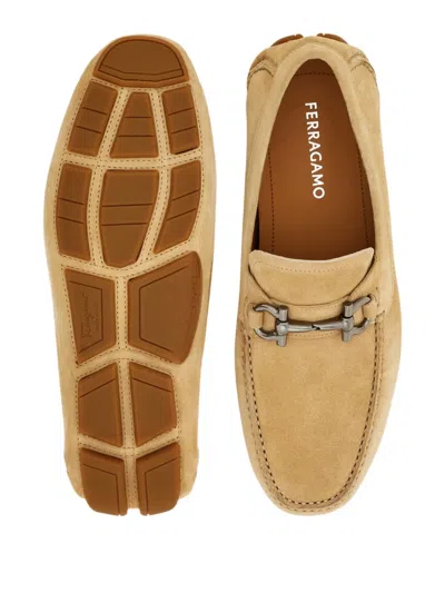 Ferragamo Driver With Gancini Ornament In Neutral