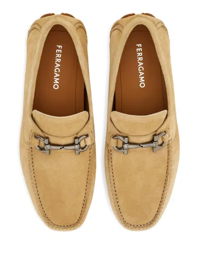 Ferragamo Driver With Gancini Ornament In Neutral