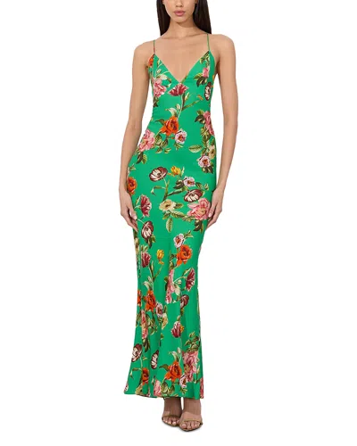 Alice And Olivia Paloma V Nk Cami Maxi Slip Dress Hamptons Floral In Green