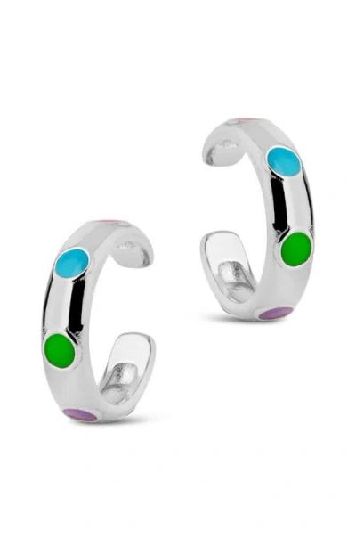 Sterling Forever Gold-tone Or Silver-tone Colorful Enamel Enamel Accent Ear Cuff Set Of 2