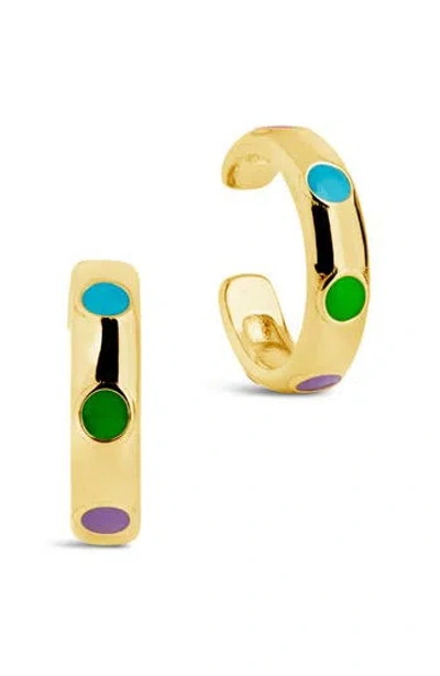 Sterling Forever Gold-tone Or Silver-tone Colorful Enamel Enamel Accent Ear Cuff Set Of 2