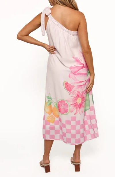 Petal And Pup Petal & Pup Reagan One-shoulder Linen Blend Midi Dress In Multi