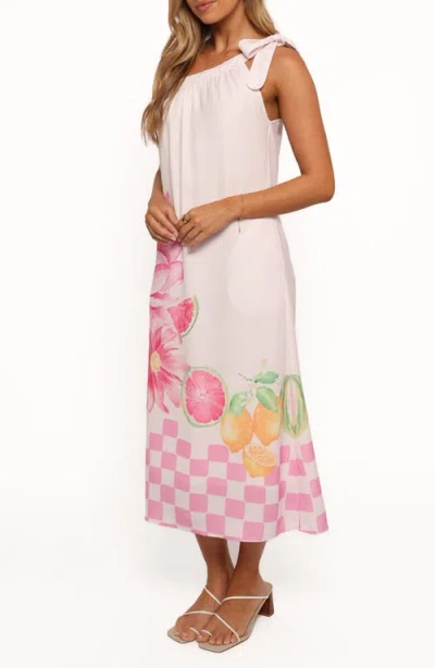 Petal And Pup Petal & Pup Reagan One-shoulder Linen Blend Midi Dress In Multi
