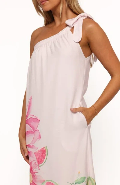 Petal And Pup Petal & Pup Reagan One-shoulder Linen Blend Midi Dress In Multi