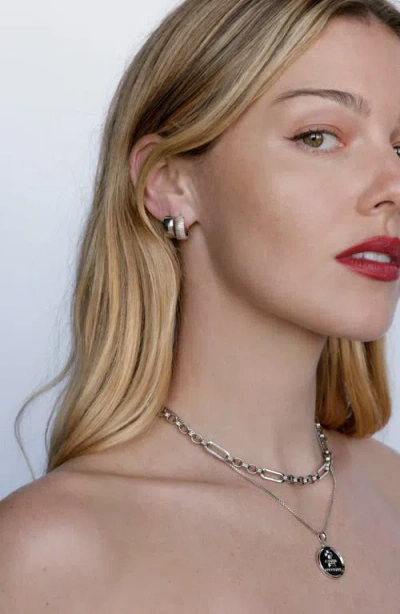 Luv Aj The Remy Ridged Set Of 3 Huggie Earrings