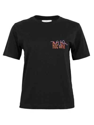 Blonde Gone Rogue Women's Roller Coaster Graphic Print T-shirt, Organic Cotton, In Black