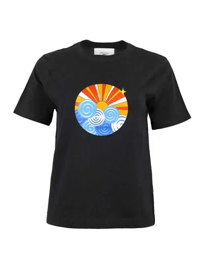 Blonde Gone Rogue Women's Sunset Graphic Print T-shirt, Organic Cotton, In Black