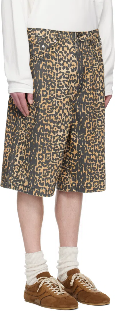 Rhude Beige Leopard Traxedo Baggy Denim Shorts