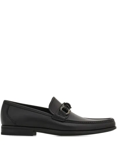 Ferragamo Grandioso2 Leather Loafers With Gancini Buckle In Black