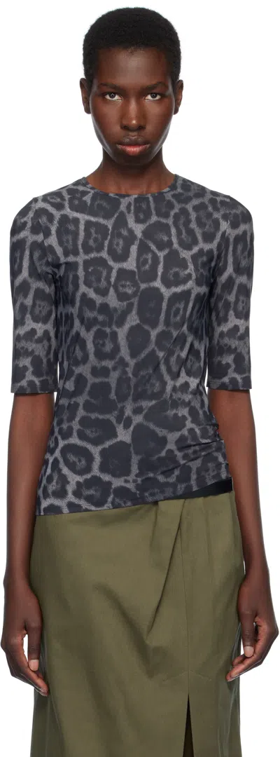 Stella Mccartney Animal Print Crewneck Top Three Quarter Sleeves