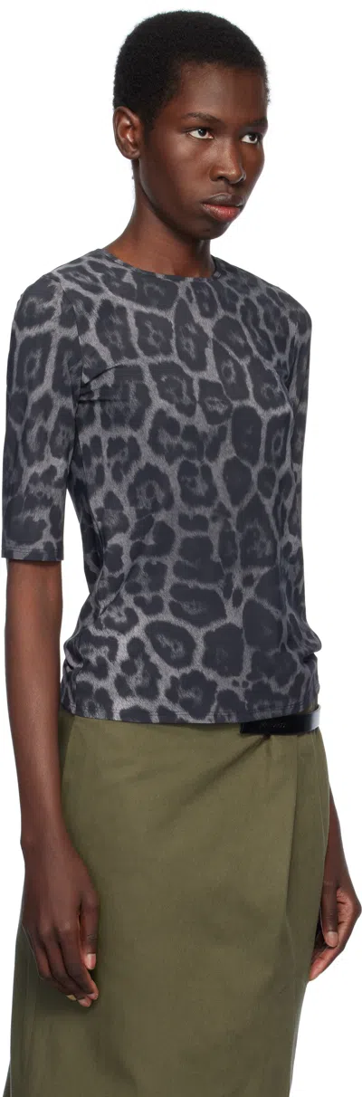 Stella Mccartney Animal Print Crewneck Top Three Quarter Sleeves