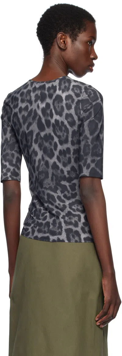 Stella Mccartney Animal Print Crewneck Top Three Quarter Sleeves